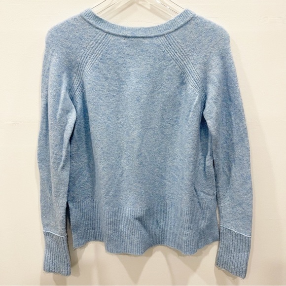 J. Crew Supersoft V-Neck Sweater Heather Blue Small Merino Wool Alpaca - Picture 3 of 11